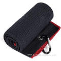 Portable polyester Tri-fold golf towel with grommet hook